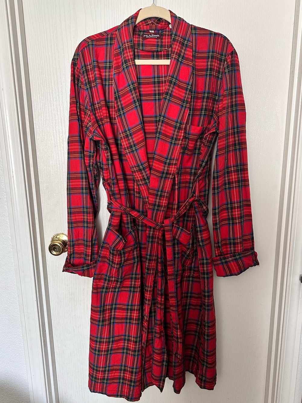Jos A. Bank Clothiers Cotton and Wool Plaid Robe, Size M